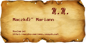 Maczkó Mariann névjegykártya
